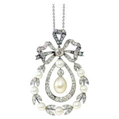 Edwardian Natural Pearl Diamond Pendant