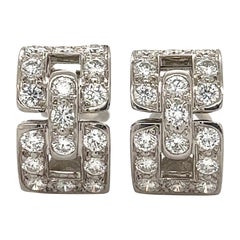 Tiffany & Co. Platinum Diamond Hoop Art Deco Earrings 1.70 Carat