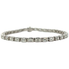 Emerald Cut Diamond Bezel Bracelet in 18KW (4.3ct VVS) by Arnav