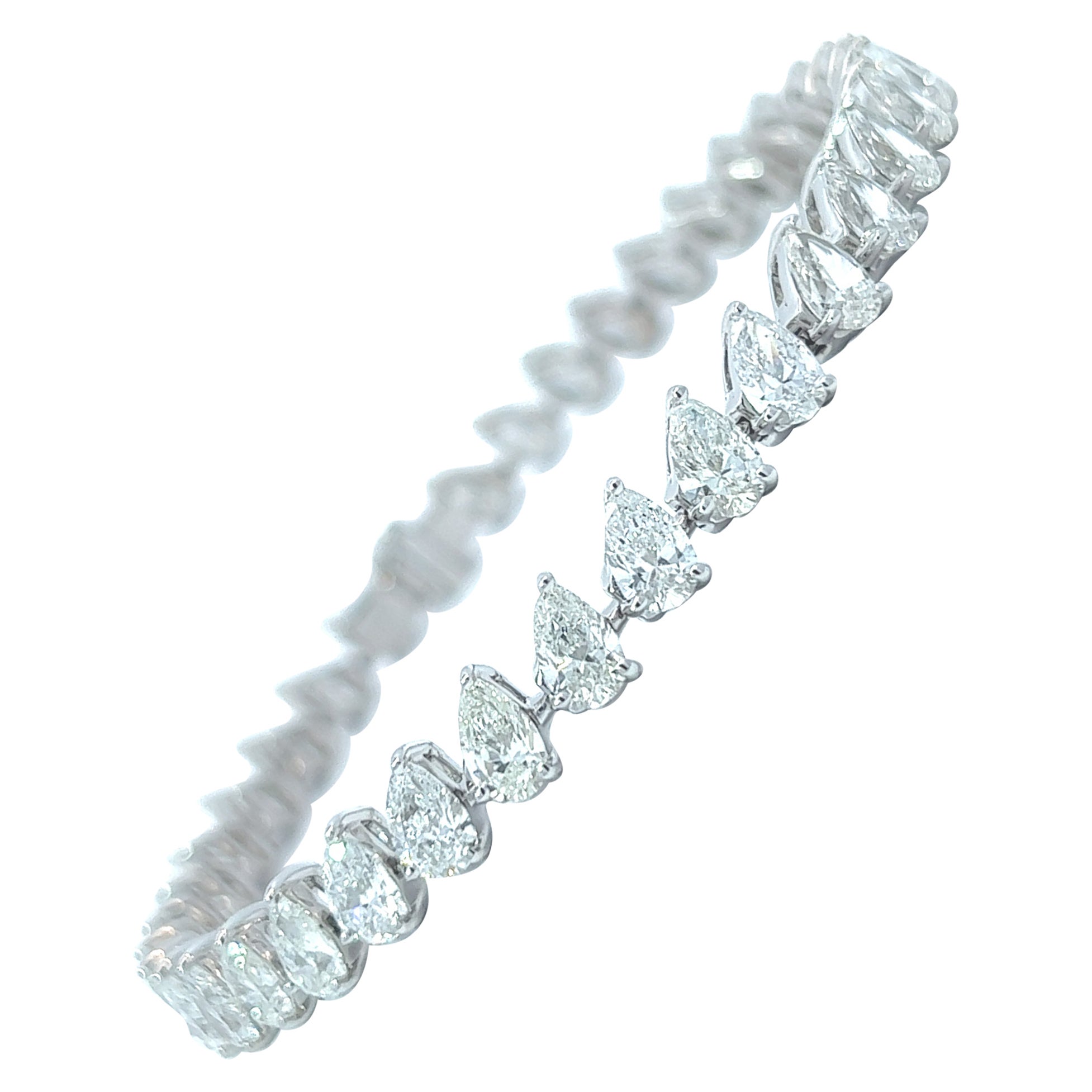 Pear Cut Diagonal Diamond Bracelet in 18KW (11.36ct SI) by Arnav For Sale