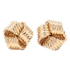 Boucles d'oreilles en or jaune 14 carats, longueur 7/16 pouces, noeud simple