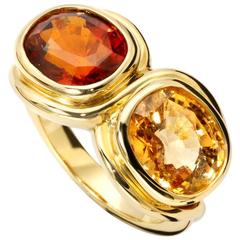 Confucius Gold Ring Set with Garnet