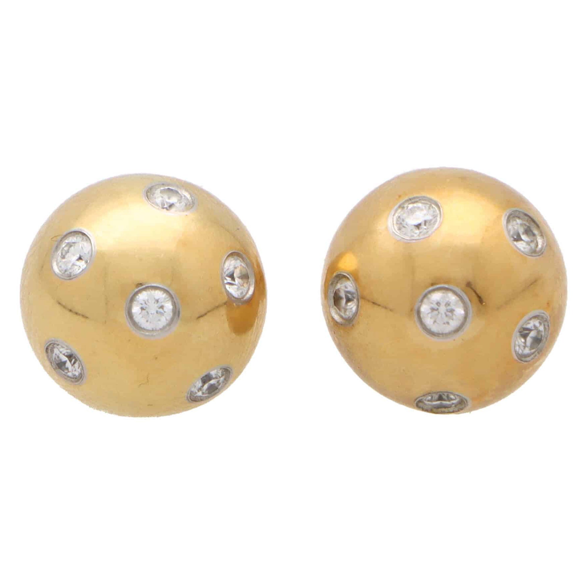 Tiffany & Co. Diamond Etoile Ball Stud Earrings 18k & Platinum 