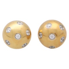 Tiffany & Co. Diamond Etoile Ball Stud Earrings 18k & Platinum 