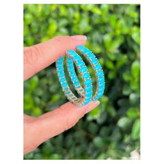 14K Turquoise Hoop Earrings