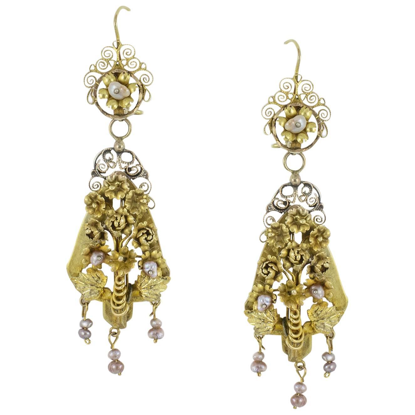Antique Day and Night Earrings For Sale