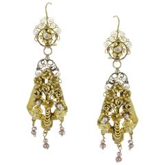 Antique Day and Night Earrings