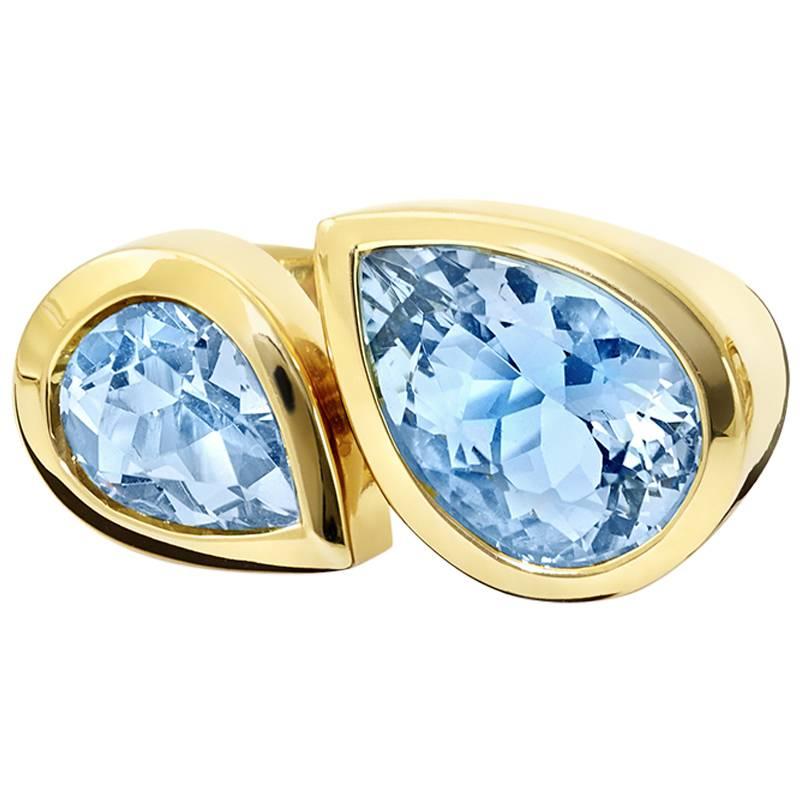 Deux Poires Aquamarine Ring