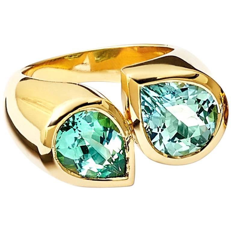 Deux Poires Green Tourmaline Ring