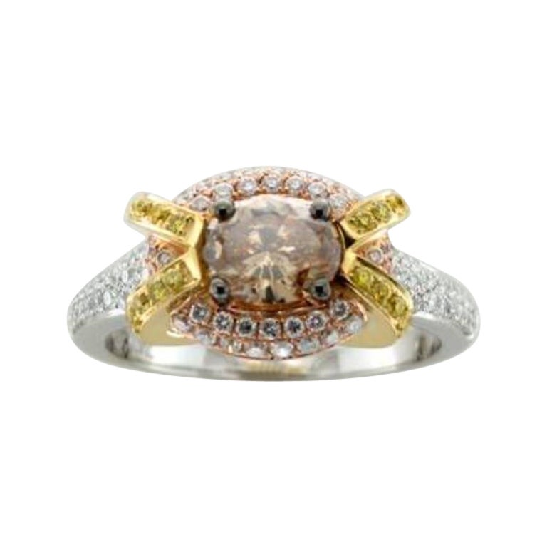 Le Vian Ring featuring Chocolate, Vanilla, Goldenberry Diamonds set in 18K Gold For Sale