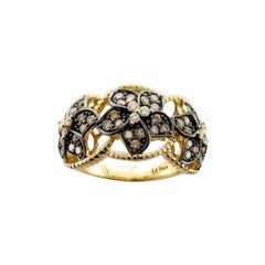 Ring mit Schokoladen-Diamanten , Vanille-Diamanten, gefasst in 14K Honey Gold