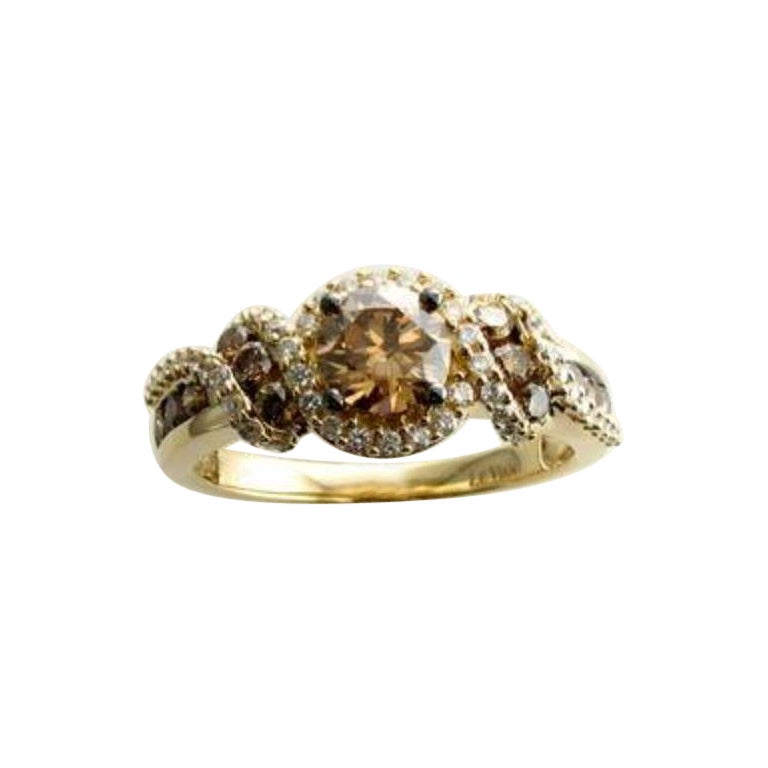 Bague en or 14K Honey sertie de diamants de couleur chocolat et de diamants de couleur vanille