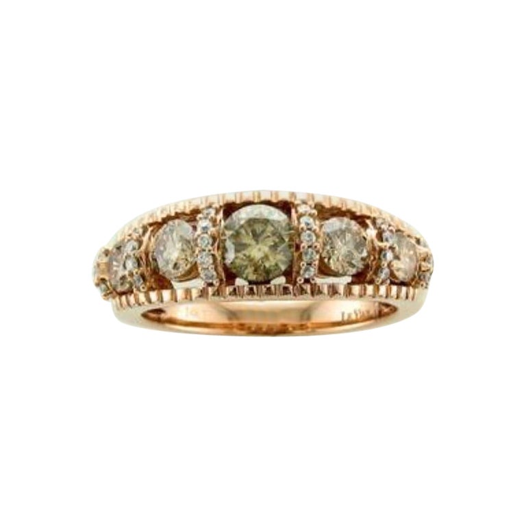 Ring featuring Chocolate Diamonds , Vanilla Diamonds set in 14K Strawberry Gold