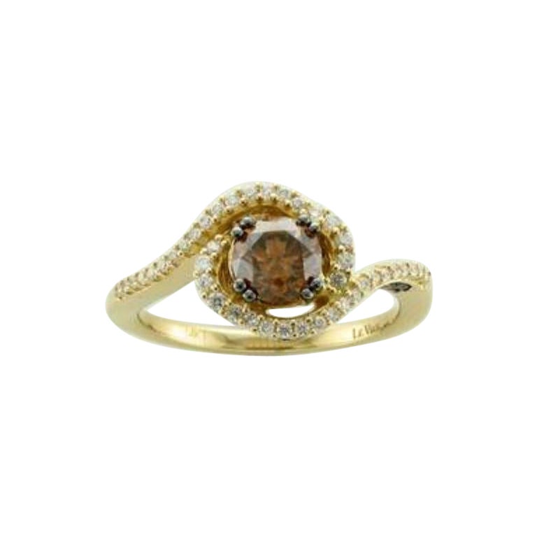Ring featuring Chocolate Diamonds , Vanilla Diamonds set in 14K Honey Gold For Sale