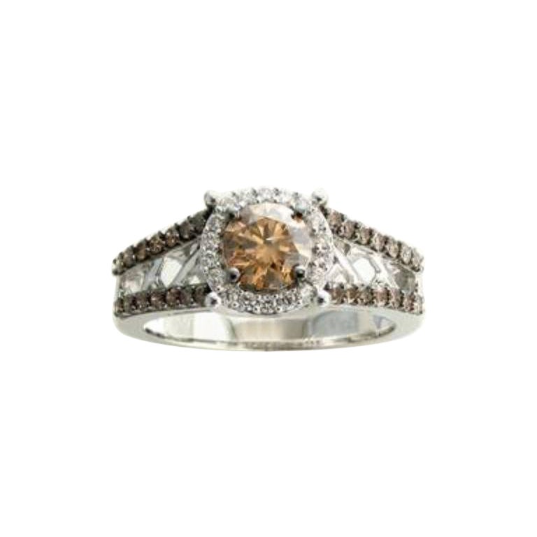 Ring featuring Chocolate Diamonds , Vanilla Diamonds set in 14K Vanilla Gold For Sale
