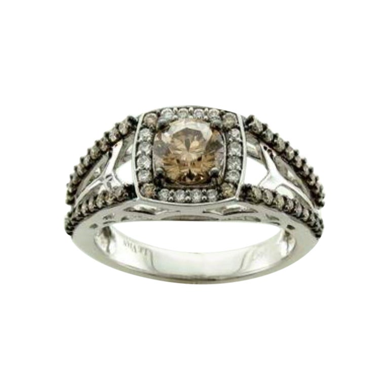 Ring featuring Chocolate Diamonds , Vanilla Diamonds set in 14K Vanilla Gold For Sale
