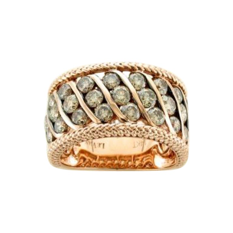 Grand Sample Sale Ring featuring Chocolate Diamonds set in 14K Strawberry Gold For Sale