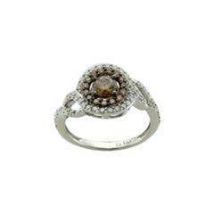 Bague avec diamants chocolat , diamants vanille sertis en or 14 carats