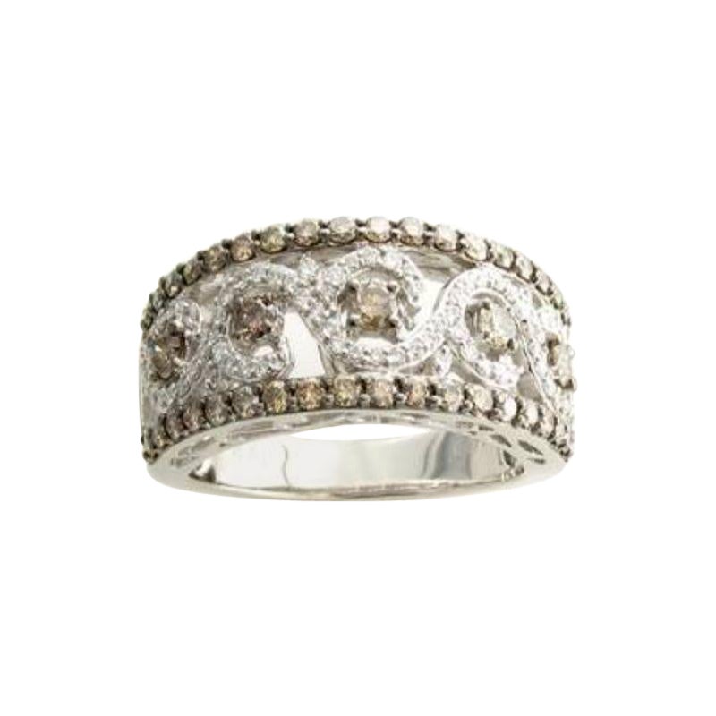 Bague avec diamants chocolat , diamants vanille sertis en or 14 carats