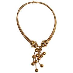 1970s Veronesi Diamond Gold Drop Balls Necklace 5