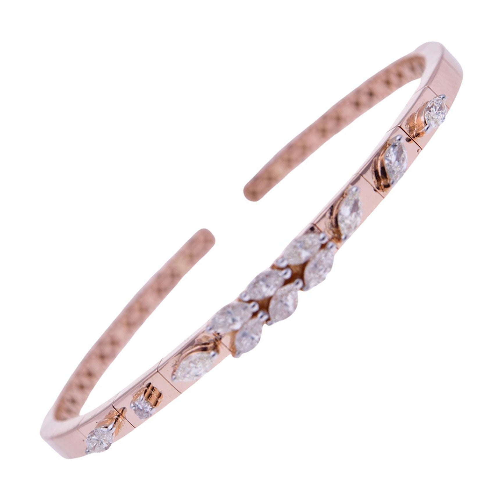 Manschettenarmband aus 14 Karat Gelbgold mit natürlichem Marquise-Diamant