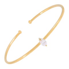 0.47 Carat Solitaire Diamond Bangle Bracelet 10 Karat Yellow Gold Fine Jewelry