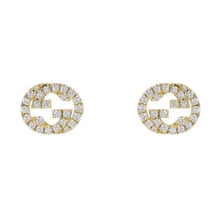 Clous d'oreilles Gucci en or jaune 18 carats avec diamants 0,344 carat YBD729408002