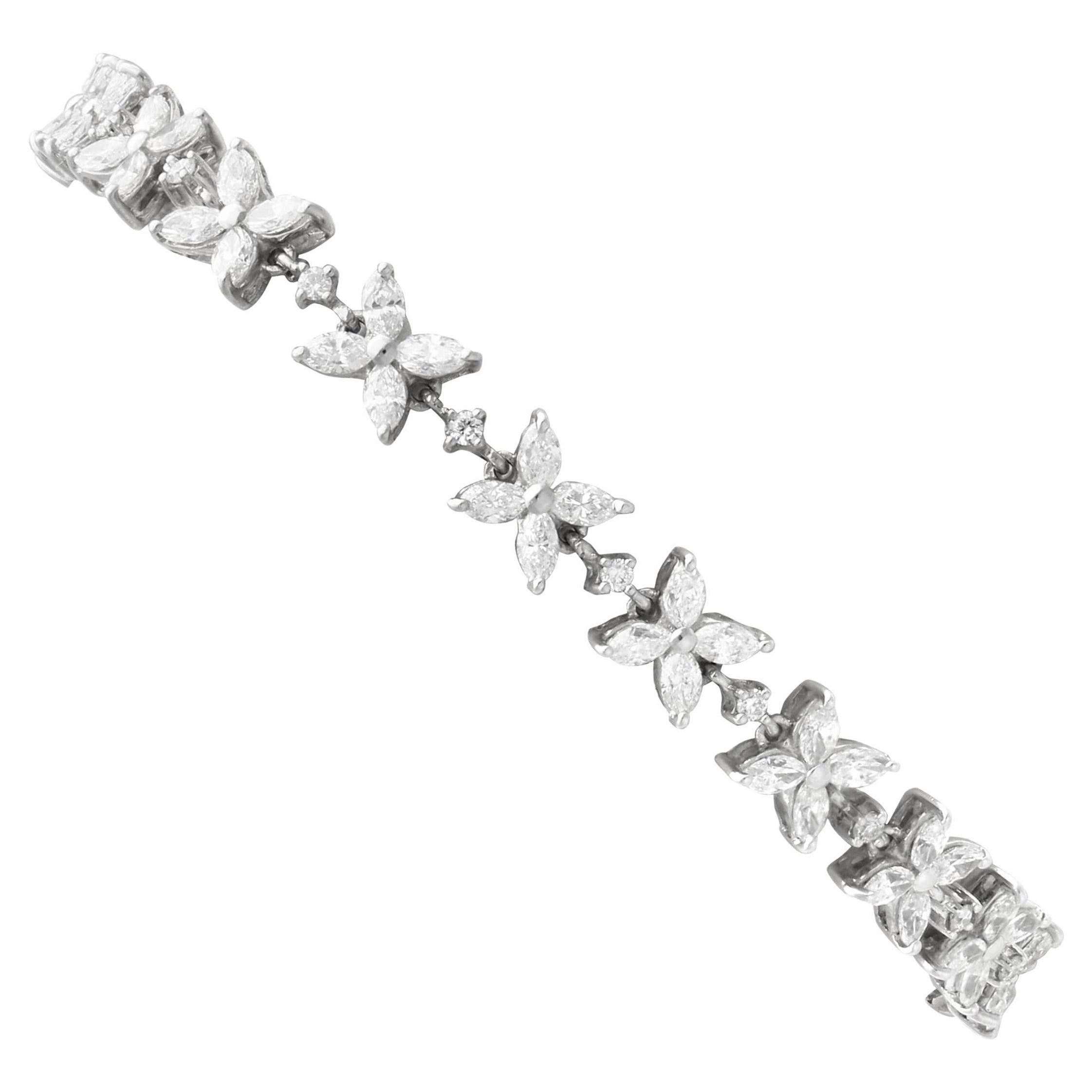 Vintage 4.70Ct Diamond and 18k White Gold Bracelet Circa 1980