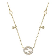 Gucci Interlocking G 18K Yellow Gold 0.252CT Diamond Necklace YBB729402002