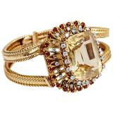 1950s Pierre Sterle Retro Citrine Garnets Diamonds Gold Bracelet 