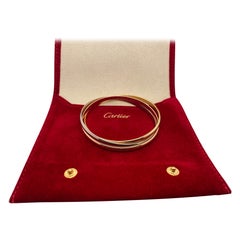 Cartier Trinity 18K Yellow White and Rose Gold Bangle Bracelet, Medium Model