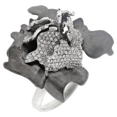 Retro Frank Gehry for Tiffany & Co. Black Floral 3-D Diamond Ring
