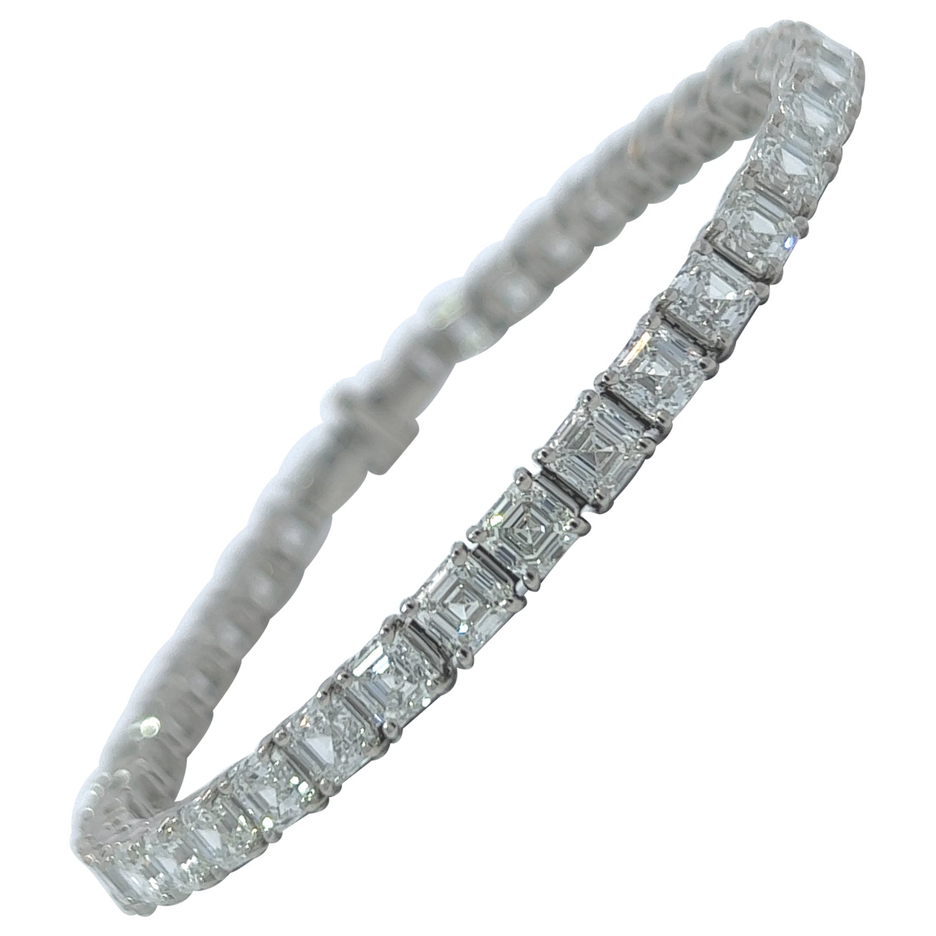 Asscher Cut Diamond Tennis Bracelet in Platinum (15.8ct VVS) by Arnav