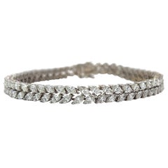 Bracelet tennis à deux rangées de diamants taille marquise en or 18 carats (7,14 carats VVS) par Arnav