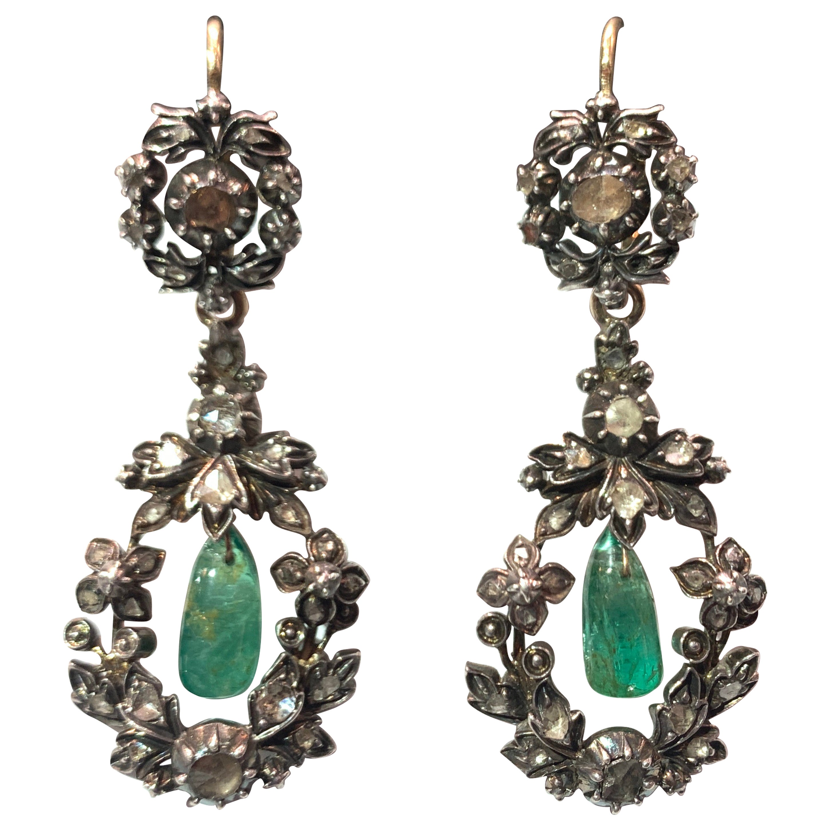 Antique Emerald Earrings For Sale