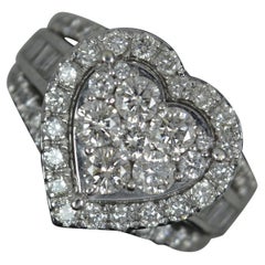 3.00 Carat Diamond and 9ct White Gold Heart Cluster Ring