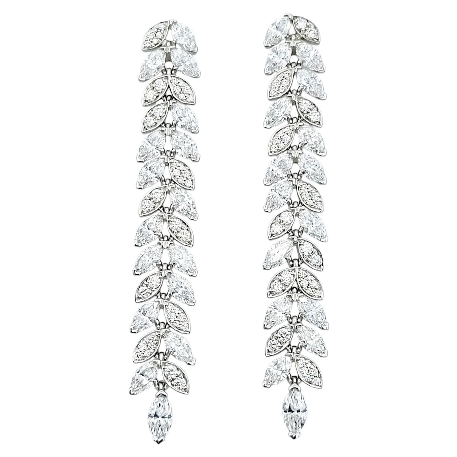 Tiffany & Co. 3.60 Carat Total Victoria Diamond Vine Drop Earrings in Platinum