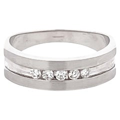 Diamant-Ring mit mattem Finish aus 14k Weißgold für Herren