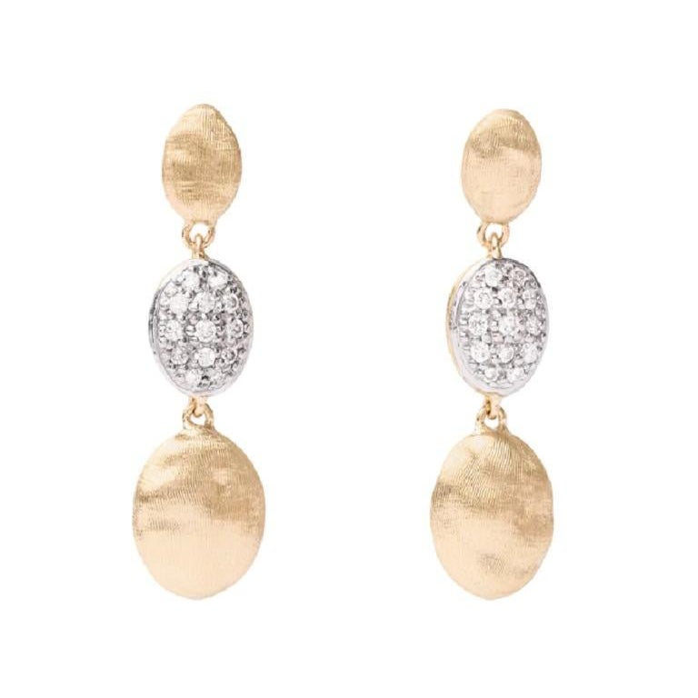 Marco Bicego Siviglia 18K Yellow Gold 0.20CT Diamond Drop Earrings OB1234BYW For Sale