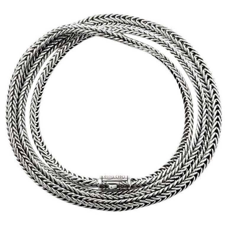 John Hardy Kami Chain 4.55mm Sterling Silver Triple Wrap Bracelet BU900824XUM For Sale