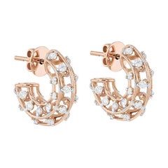 18k Gold White Diamond Hoop Earrings