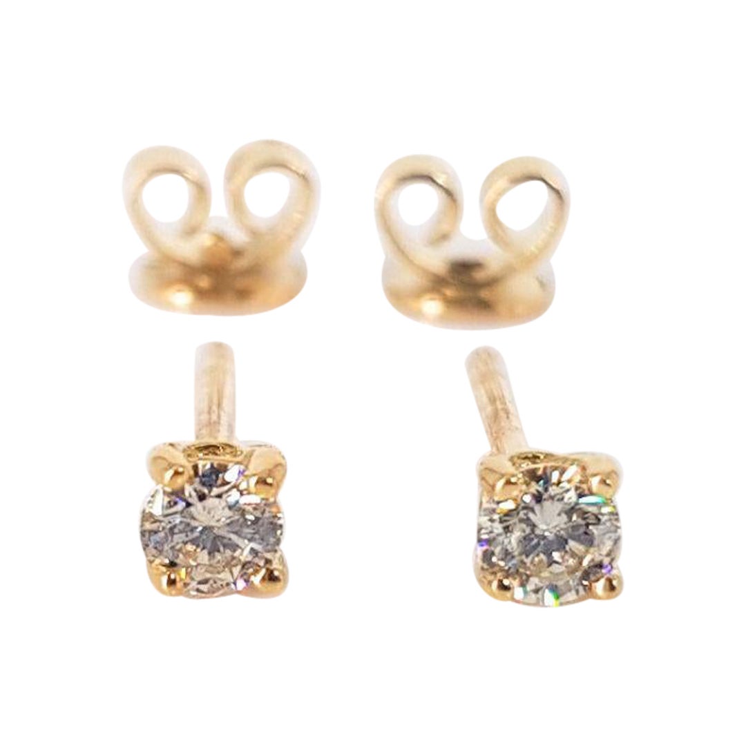 18ct Yellow Gold Diamond Studs For Sale at 1stDibs