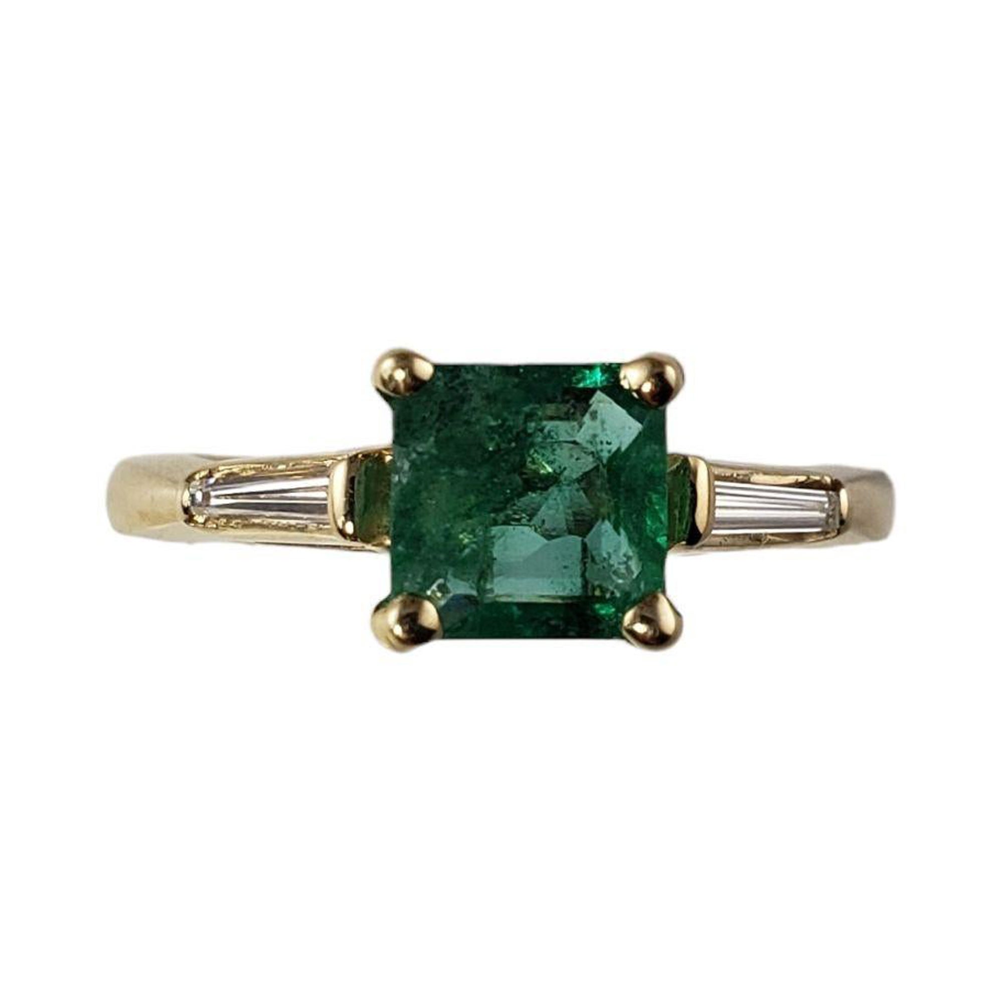  14 Karat Yellow Gold Emerald and Diamond Ring Size 6 #14334 For Sale