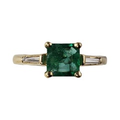 Vintage  14 Karat Yellow Gold Emerald and Diamond Ring Size 6 #14334
