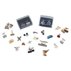 Vintage A large collection of Scandinavian cufflinks in gilded metal and plated silver