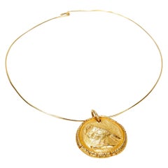 Vintage 14k Gold Oiseau de Profil Bird Necklace Pendant after Pablo Picasso