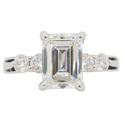 GIA Certified 2.19CTW Emerald Cut Diamond Engagement Ring