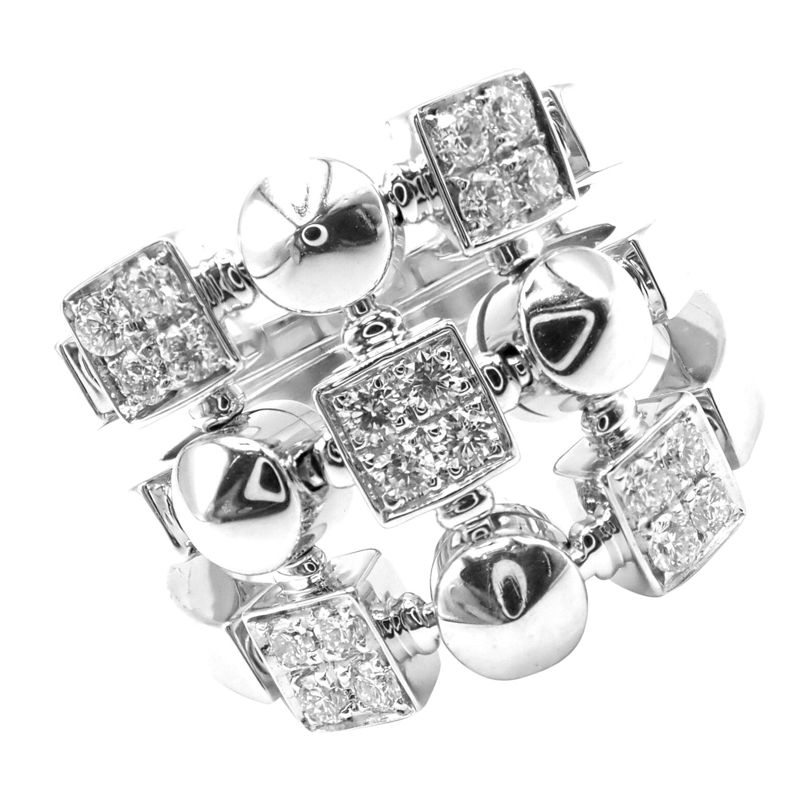 Bvlgari Bague jonc Lucea en or blanc et diamants