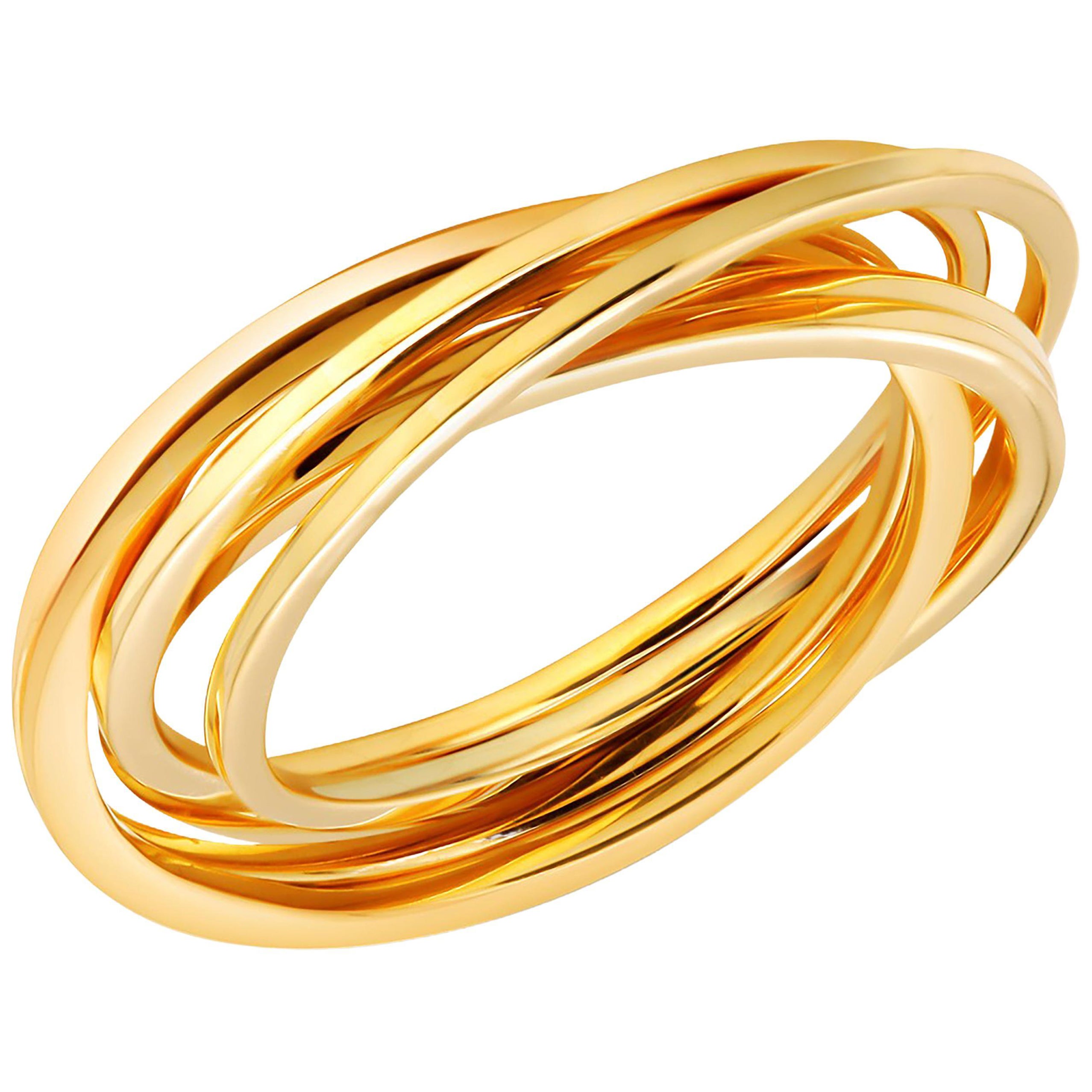 Eighteen Karat Yellow Gold Six Solid 6 Millimeter Rolling Ring Size 6 For Sale