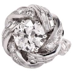 1950s Sterlé Paris Diamond Platinum Turban Ring 8